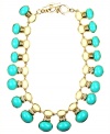 Brighten your neckline with AK Anne Klein's summery style. Bold turquoise and ivory epoxy beads combine in a gold-plated setting for a head-turning look. Approximate length: 17 inches + 2-inch extender.