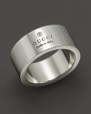 Sterling silver, etched with fine stripes and the iconic Gucci logo.