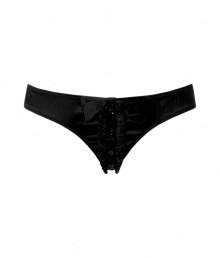 Super chic black tuxedo panty from Kiki de Montparnasse - Turn up the heat in these cheeky-cool panties - Adorable button-up front with tuxedo-inspired ruffles - Perfect under your clothes or on its own in the boudoir