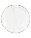 Bone china with platinum edges drips glittering icicles on slick, snowy white from Lenox Lifestyle dinnerware. The dishes, like this Platinum Ice saucer, are a recipe for cool in modern decor, delivering unique, unforgettable style to quiet meals and casual get-togethers. Qualifies for Rebate