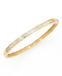 Channel-set cubic zirconia (4-1/2 ct. t.w.) lends a touch of sparkle to a classic style. B. Brilliant bangle set in 18k gold over sterling silver.