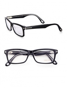 A chic style made from shiny acetate finished with signature logo temples. Available in black. Logo templesMade in Italy Please note: Non-prescriptive lens.