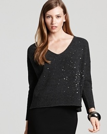 The relaxed silhouette of this Eileen Fisher boxy sweater is sprinkled with sequins and beads for a glamourous update to a casual classic.