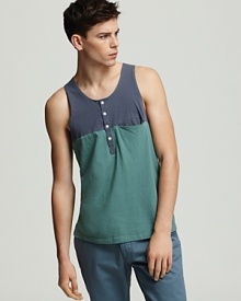 Shades of Grey by Micah Cohen Colorblock Henley Tank