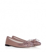 With a crystal-encrusted toe, these ultra-chic ballet flats from Repetto get a high style kick thats perfect for your favorite cocktail-ready ensembles - Classic ballet flat styling, crystal-embellished toe, front bow detail, leather sole, low heel - Pair with a full skirt and a tie-front top or a frilly mini dress