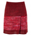 A futuristic shaggy knit brings instant fashion-forward appeal to this rose-hued skirt from Anna Sui - Fitted waist, asymmetric pleating at hem, colorblock knit, concealed back zip closure, slim silhouette - Wear with a cashmere pullover or fitted blouse and embellished ballet flats