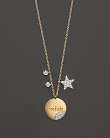 Make a wish on Meira T.'s 14K yellow gold charm necklace, set with diamonds.