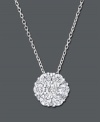 A simple drop creates a stunning look of sparkle and elegance. This chic pendant features round-cut diamonds (1 ct. t.w.) set in 14k white gold. Approximate length: 16 inches. Approximate drop: 3/8 inch.