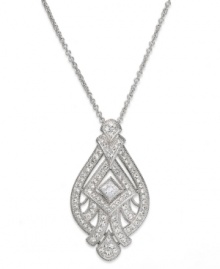 Glistening and glamorous. Eliot Danori's Grandeur teardrop pendant necklace is crafted from rhodium-plated brass with glass crystal and cubic zirconia (1/4 ct. t.w.) adding luster. Approximate length: 16 inches + 2-inch extender. Approximate drop: 1-1/4 inches.