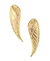 Thank heavens: Fashionistas everywhere will be grateful for RACHEL Rachel Roy's angelic winged post earrings! Crafted in gold tone mixed metal and adorned with crystal accents. Approximate length: 1-1/2 inches.