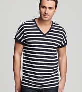 BOSS Orange Tough Stripe V Neck Tee