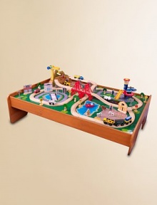 The young conductors in your life have an entire busy community at their fingertips! This detailed train set will provide kids with hours of imaginative play while the table helps keep playtime off the floor and closer to eye level. Large enough that multiple children can play at once.