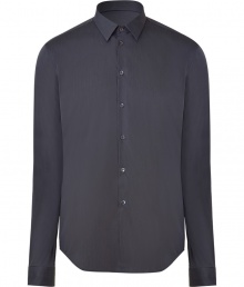 Anchor your wardrobe with classically stylish staples like this slate grey Costume National cotton blend dress shirt - Slim, straight cut, with a touch of stretch for extra comfort - Button down style, with Kent collar and long sleeves - Rounded hem hangs slightly longer in the back - Seamlessly transitions from day to evening - Pair with suit trousers, chinos or denim