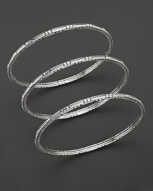 From the Bedeg Collection, three slender sterling silver bangles, perfect for stacking.