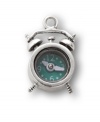 Rise and shine! Get your day off to a great start with Fossil's vintage-style alarm clock charm. Set in silver tone mixed metal, it features a teal and white face. Approximate drop: 7/8 inch.