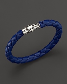 A bold mix of pebbled sterling silver and braided leather from the John Hardy Kali Collection.