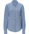 An essential style for spring, See by Chlo?s light denim shirt is a trend-right must - Classic collar, long sleeves, buttoned cuffs, buttoned chest pockets, button-down front, seamed yolk, shirttail hemline - Loosely tailored fit - Wear buttoned right up to the top for a sartorial-savvy look