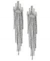 Fringe benefits. This pair of linear earrings from Haskell is crafted from hematite-tone mixed metal with glass crystal and beads making up the chain for a cutting-edge look. Approximate drop: 4-3/4 inches.