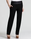 A leather waistband imbues these essential BOSS Black slim pants with luxe edge.