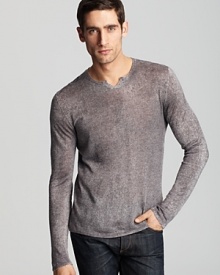 John Varvatos Sprayed Split Crew Neck Sweater