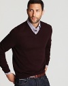 Sharpen your presentation with a handsome V-neck in premium merino wool, a luxe addition to your sweater drawer.