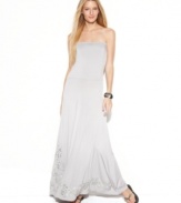 Wear INC's versatile pieces as a maxi skirt or a stunning strapless dress. The sequins and embroidery add elegant detail.