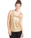 Sparkle from day to night with ING's sequined plus size tank top-- it's a must-have for the season!