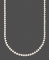 Look glamorous and poised in perfect pearls. Belle de Mer necklace features A+ Akoya cultured pearls (6-6-1/2 mm) set in 14k gold. Approximate length: 30 inches.