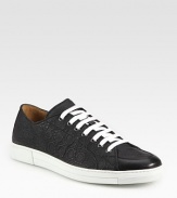 Low-top canvas lace-ups with allover gancini embroidery and contrast sole.Canvas upperLeather liningPadded insoleRubber soleMade in Italy