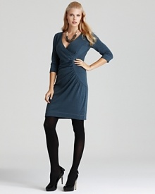 A half moon seam with shirring puts an intriguing spin on this seven day-worthy Nola Z dress.