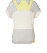 With a cool colorblock and modern dolman sleeve silhouette, Marc by Marc Jacobs tri-tone top is an effortless choice for warm weather looks - Scoop neckline, dolman short sleeves, allover patchworked colorblock - Loosely fitted - Wear with white skinnies and fun flats