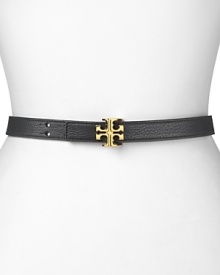 Crafted of leather and accented by an understated designer buckle, Tory Burch's signature belt effortlessly lends looks a dash of the brand's polished-chic.