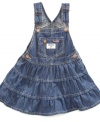 Darling denim makes this Osh Kosh overall dress the perfect choice for any low key occasion. Pair it with tights and a cardigan for those dressier moments too.