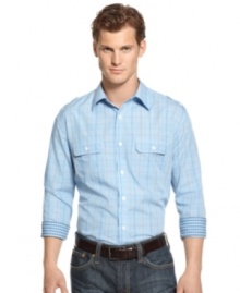 Plaid and simple. This shirt from Alfani defines your casual look.