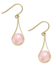 A touch of color livens any look. These stunning 10k gold earrings feature round-cut pink chalcedony stones (4-1/2 ct. t.w.) on french wire. Approximate drop: 1 inch.