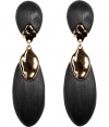 These glamorous earrings are an ultra-chic addition to any outfit - Dramatic teardrop-shaped black Lucite with gold-plated touches, clip-on style - Style with elevated basics for day or with cocktail-ready attire for evening - Made by famous jewelry genius and celeb favorite Alexis Bittar