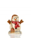 For Vaillancourt collector's alike, this cute snowman figurine has traditional stick hands, a stubby carrot nose and a red scarf to bring anyone back to childhood snow days. Handcrafted of pure chalkware.