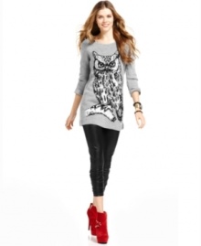 Top gone wild: a larger-than-life owl design brings American Rag's tunic-style sweater to life!