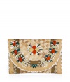 With a whimsical retro-chic aesthetic, this adorable clutch from cult favorite accessory designer Anya Hindmarch brings feminine flair to your summer-ready looks - Woven straw front flap with stone embellishment and sticking details, contrasting straw stripe detail, scalloped straw trim - Perfect for cocktails or dining al fresco