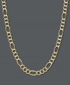 A subtle chain adds a hint of timeless elegance. This 14k gold necklace features an intricate figaro link chain. Approximate length: 22 inches. Approximate width: 5 mm.