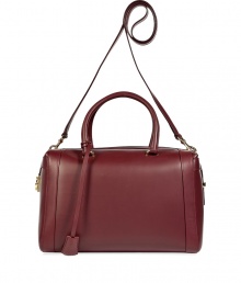 A luxurious new classic, this elegant satchel from Salvatore Ferragamo will effortlessly elevate any look - Rectangular shape, top zip closure, small carrying handles, convertible shoulder strap, god-tone lock logo hardware, key detail on a leather chain - Perfect for workweek chic or off-duty cool