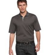 Smooth sophistication meets sporty style on this patterned polo from Van Heusen.