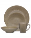 Stoneware in warm taupe offers contemporary style with a combination of smooth, lined and textured surfaces. Sleek, simple and easy to dress up or down, the Allspice 4-piece place settings are a smart, enticing choice for every meal.