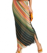 Stripes have never looked so chic! Cha Cha Vente's maxi skirt combines colorful diagonal stripes with a cool silhouette for retro-inspired style sure to get attention!