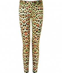 Work a wild edge into your everyday attire with Just Cavallis eye-catching leopard print skinnies - Four-pocket style, zip fly, button closure, belt loops - Slim, straight leg - Wear with a silk button-down and favorite ballerinas