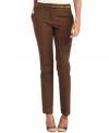 Update your wardrobe with Charter Club's petite belted trousers. You'll love the slim fit and chic animal-print belt.