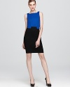 At once youthful and sophisticated, this Trina Turk sheath dress works the color-block trend to chic perfection.