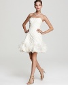 Frothy organza is artfully ruched and sculpted to create this utterly delicate Theia strapless dress.