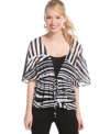 Dare to be bold in this kimono-esque top from BCX, made cute with graphic stripes!