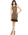 A ruffled hem adds a flirty touch to RACHEL Rachel Roy's sleek sleeveless knit dress!